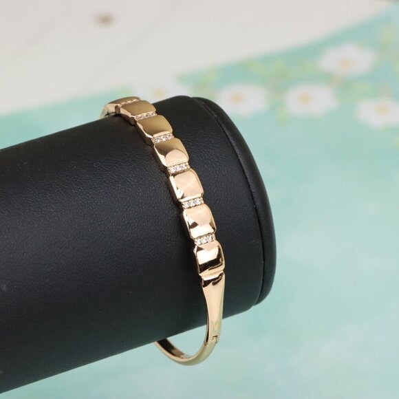 Elegant Rose Gold Bangle with Geometric Link Detailing, XPBL0583 - Picture 6 of 12